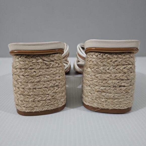 Andre Assous Kelsie Sandal Womens 9 Cream Tan Leather Jute Twist Slide Mule - Picture 10 of 14